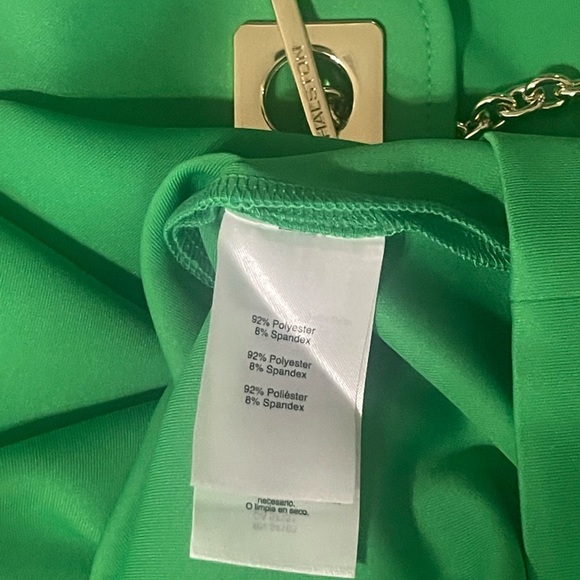 Halston Women's Kelly Parakeet Green Gold Hardware Toggle Belt Dress Crew - Picture 3 of 9